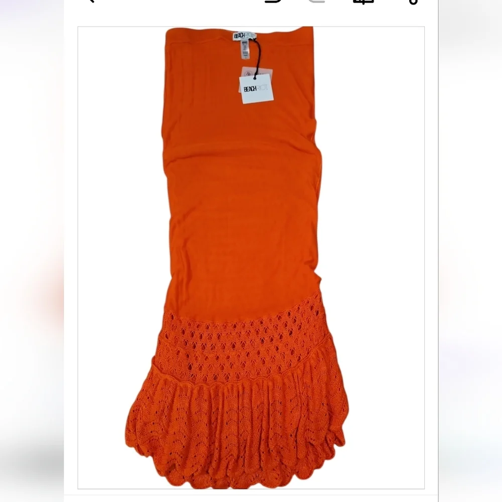 NWT Beach Riot Polly Crochet Maxi Swim Cover Up Skirt Orange L
